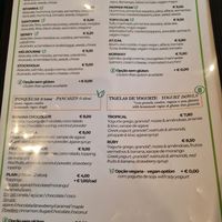 Menu with many vegan items both savory and sweet at O Ninho Café in Lagos