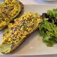 Avocado toast with scrambled tofu at O Ninho Café in Lagos