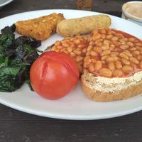 Vegan breakfast comes with coffee included and choice of plant milk. at The Family Tree in Matlock