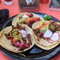 Showing the different toppings at V De Vegano  in Mexico City
