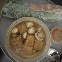 Tom yum soup cup and tofu rolls  at Kinn Thai Cuisine in Fort Collins