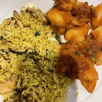 Aloo Gobi and mushroom rice  at Gandhi Indian Restaurant & Takeaway in Stoke-on-trent