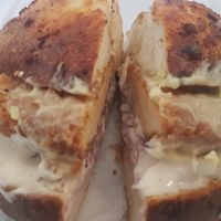 North East Parmo bagel at Dot Bagels - Heaton in Newcastle Upon Tyne