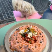 Hummus, probably the smoothest you have ever tried at Puravita Vegan  in Estepona