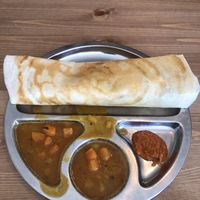Masala dosa served with Sambhar and chutney  at Yatra The Indian Cafe in Tunbridge Wells