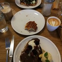 Flatbread toast, French toast, half eaten pain au Chocolat 😋 at FREA Bakery in Berlin