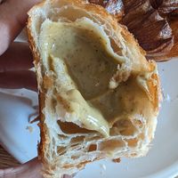Inside of the pistachio croissant at FREA Bakery in Berlin