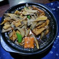 tofu with mushrooms at Fu Hui Ci Yuan Vegetarian Restaurant in Beijing
