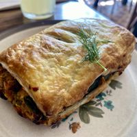 Vegan plant "sausage" roll  at Seasalt Cafe and Deli in Cobh