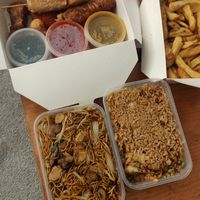 Special combo, chicken fried rice, mushroom chow mein. at Vegan House in Pudsey