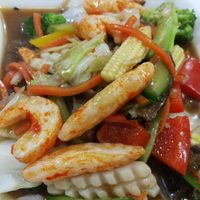 veggies with faux seafood at Amagi Queen - 天城女王 in Hualien