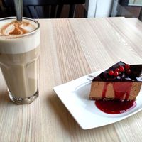 Vegan chocolate cake and chai at Cake House Café in Tampere