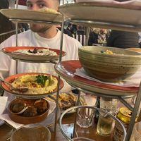 Vegan meat balls, hummus, rice, salad  at The Real Greek in Manchester