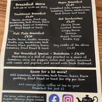 Breakfast menu  at Fog on The Tyne in Gateshead