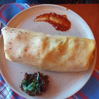 Roti roll - filled with masala potato and other veggies at The Old Soul in Amsterdam