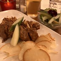 Tempeh skewer with peanut saucee  at The Old Soul in Amsterdam