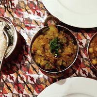 Vegetable curry and chickpea dish at Kantipur in Brussels