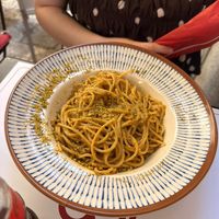 Pistachio spaghetti (vegan) at ImPasta in Valletta