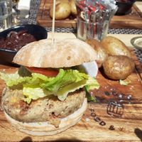 Vegan burger with quinoa and tofu at La Bottega in Nerja