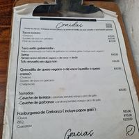 Menu at Hierba Santa in Tuxtla Gutierrez