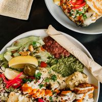 Falafel plate and Falafel Pocket  at The Feast Cafe in Nimbin