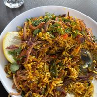 Vegan Biriyani (already ate half of it).   at Urban Momo in San Mateo