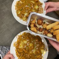 Salt n pepper chicken, and their curry with vegan chicken  at Noodle House in Darlington