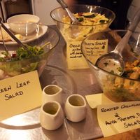 Salads on offer, we had the Orzo pasta with artichoke which was really good. at Chapel Arts Cafe in Bath