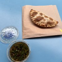 Sweet potato empanada and chimichurry  at Empanadas Maxima in Haarlem