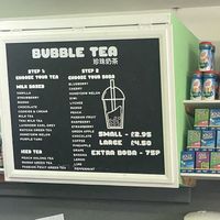 Bubble tea menu  at Candy World  in Lowestoft