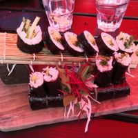 Spinat mit Erdnuss- Maki, Avocado-Maki und Maki mit Gurke+ Avocado+Rettich+Rucola at Best Friends in Wurzburg