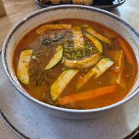 Canh Chua / tomato and pineapple Tofu soup (appetizer version, main comes with noodles) this was excellent and fragrant at Lê Lotus - N7 in Mannheim