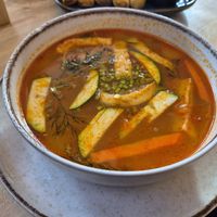 Canh Chua / tomato and pineapple Tofu soup (appetizer version, main comes with noodles) this was excellent and fragrant at Lê Lotus - N7 in Mannheim