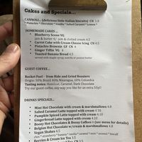 Shorter table menu   at Coffee Culture in York