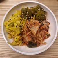 mixed pickles: pickled kimchi, pineapple and cucumber at Yo! Sushi - Trafford in Manchester