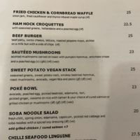 One side of the menu  at Ten Square Cafe in Melbourne