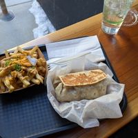 Vegan Poutine Burrito and vegan Dragon Fries at BLOCK 16 in Omaha