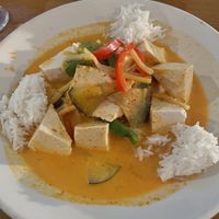 Red Thai curry with tofu  at The Elephant in Geneva