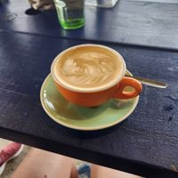 Oat milk coffee! at Flying Turtle Cafe in Rarotonga