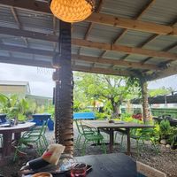 Beautiful outdoor setting at Flying Turtle Cafe in Rarotonga