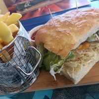 Falafel sandwich at Flying Turtle Cafe in Rarotonga