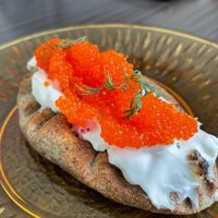 Pastry with cream cheese and caviar at Kahvila Rakastan in Helsinki