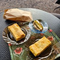 Cabbage pasty and Karelian pie with a quark, potato (?) and pickles filling. Reminded me of a dish from the region Spreewald in Germany. at Kahvila Rakastan in Helsinki