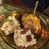 Lunch menu: oven baked potato at Kahvila Rakastan in Helsinki