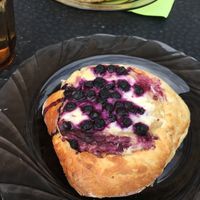 Mustikkarahkapulla!! Been looking for veganized version of this for years.  at Kahvila Rakastan in Helsinki