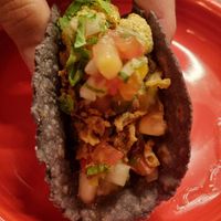 Vegan taco folded I added the crispy onions at TACO FANATICO in Nagoya