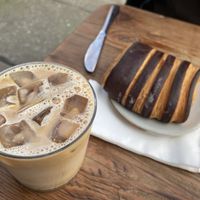 Iced latte and pain au chocolat  at CBCB & ODFUB in Brunswick