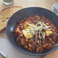 Vegan Shakshouka with tofu from seasonal specials menu   at Fore Street Café Bar in Newquay