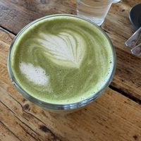 Oat milk matcha latte with agave   at Fore Street Café Bar in Newquay