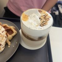 Almond latte  at Nuldam Space - Haebangchon in Seoul